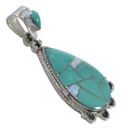 Opal Turquoise And Sterling Silver Southwestern Pendant YX76020